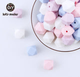 Let's Make Baby Teether Silicone Beads 14mm 10pc Hexagon Beads Rodent Food Grade Silicone DIY Teething Necklace yellow beads