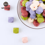 Let's Make Baby Teether Silicone Beads 14mm 10pc Hexagon Beads Rodent Food Grade Silicone DIY Teething Necklace yellow beads