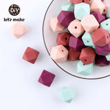 Let's Make Baby Teether Silicone Beads 14mm 10pc Hexagon Beads Rodent Food Grade Silicone DIY Teething Necklace yellow beads