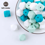 Let's Make Baby Teether Silicone Beads 14mm 10pc Hexagon Beads Rodent Food Grade Silicone DIY Teething Necklace yellow beads