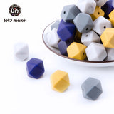 Let's Make Baby Teether Silicone Beads 14mm 10pc Hexagon Beads Rodent Food Grade Silicone DIY Teething Necklace yellow beads