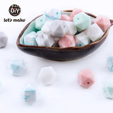 Let's Make Baby Teether Silicone Beads 14mm 10pc Hexagon Beads Rodent Food Grade Silicone DIY Teething Necklace yellow beads