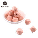 Let's Make Baby Teether Silicone Beads 14mm 10pc Hexagon Beads Rodent Food Grade Silicone DIY Teething Necklace yellow beads