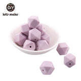 Let's Make Baby Teether Silicone Beads 14mm 10pc Hexagon Beads Rodent Food Grade Silicone DIY Teething Necklace yellow beads
