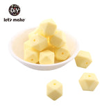 Let's Make Baby Teether Silicone Beads 14mm 10pc Hexagon Beads Rodent Food Grade Silicone DIY Teething Necklace yellow beads
