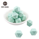 Let's Make Baby Teether Silicone Beads 14mm 10pc Hexagon Beads Rodent Food Grade Silicone DIY Teething Necklace yellow beads