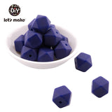 Let's Make Baby Teether Silicone Beads 14mm 10pc Hexagon Beads Rodent Food Grade Silicone DIY Teething Necklace yellow beads