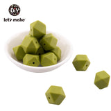Let's Make Baby Teether Silicone Beads 14mm 10pc Hexagon Beads Rodent Food Grade Silicone DIY Teething Necklace yellow beads