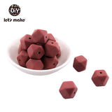 Let's Make Baby Teether Silicone Beads 14mm 10pc Hexagon Beads Rodent Food Grade Silicone DIY Teething Necklace yellow beads