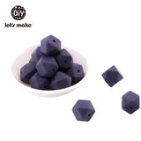 Let's Make Baby Teether Silicone Beads 14mm 10pc Hexagon Beads Rodent Food Grade Silicone DIY Teething Necklace yellow beads