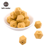 Let's Make Baby Teether Silicone Beads 14mm 10pc Hexagon Beads Rodent Food Grade Silicone DIY Teething Necklace yellow beads
