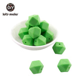 Let's Make Baby Teether Silicone Beads 14mm 10pc Hexagon Beads Rodent Food Grade Silicone DIY Teething Necklace yellow beads