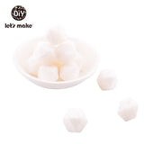 Let's Make Baby Teether Silicone Beads 14mm 10pc Hexagon Beads Rodent Food Grade Silicone DIY Teething Necklace yellow beads