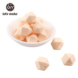 Let's Make Baby Teether Silicone Beads 14mm 10pc Hexagon Beads Rodent Food Grade Silicone DIY Teething Necklace yellow beads