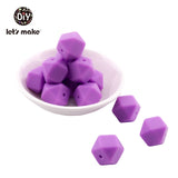 Let's Make Baby Teether Silicone Beads 14mm 10pc Hexagon Beads Rodent Food Grade Silicone DIY Teething Necklace yellow beads