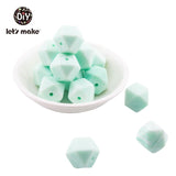 Let's Make Baby Teether Silicone Beads 14mm 10pc Hexagon Beads Rodent Food Grade Silicone DIY Teething Necklace yellow beads