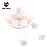 Let's Make Baby Teether Silicone Beads 14mm 10pc Hexagon Beads Rodent Food Grade Silicone DIY Teething Necklace yellow beads