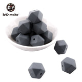 Let's Make Baby Teether Silicone Beads 14mm 10pc Hexagon Beads Rodent Food Grade Silicone DIY Teething Necklace yellow beads