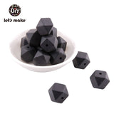 Let's Make Baby Teether Silicone Beads 14mm 10pc Hexagon Beads Rodent Food Grade Silicone DIY Teething Necklace yellow beads