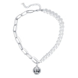 European and American retro portrait of exaggerated thick chain necklace double personality chain hip-hop neck chain short colla