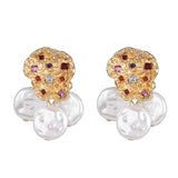 JUJIA za Fashion Boho Crystal Earrings For Women New Rhinestone Statement Pearl Drop Earrings Bijoux Wholesale