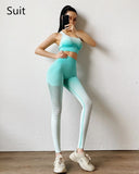 Yushuhua New Ombre Yoga Set Sports Bra Leggings Women Gym Set Clothes Seamless Workout Fitness Sportswear Fitness Sports Suit