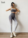 Yushuhua New Ombre Yoga Set Sports Bra Leggings Women Gym Set Clothes Seamless Workout Fitness Sportswear Fitness Sports Suit