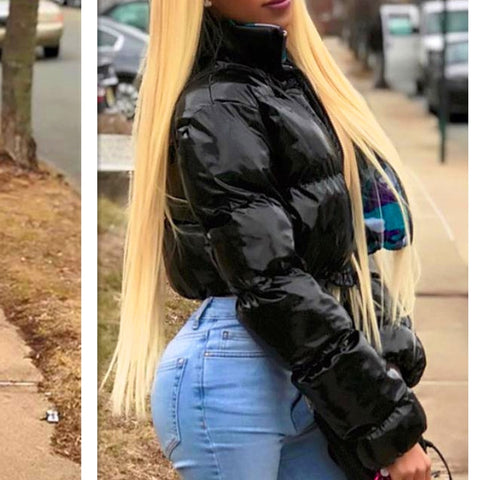 AtxyxtA Puffer Jacket  Cropped Parka Bubble Coat Winter Women New Fashion Clothing Black Red Purple Pink Green Blue Silver XXL