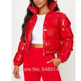 AtxyxtA Puffer Jacket  Cropped Parka Bubble Coat Winter Women New Fashion Clothing Black Red Purple Pink Green Blue Silver XXL