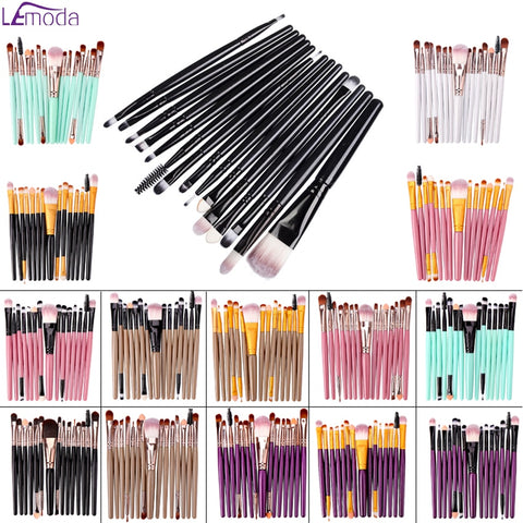 Lemoda Makeup Brushes Set 15pcs Eyebrow Highlighter Powder Foundation Eye Shadow Brush Cosmetics Professional Makeup Brush