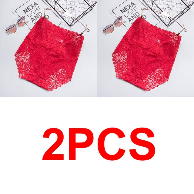 M-XXXL Women High Waist Lace Panties Sexy Underwear Women Floral Transparent Lingerie Female Briefs Underpants Plus Size Pantys