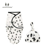 Newborn Swaddle Wrap +Hat Cotton Baby Receiving Blanket Bedding Cartoon Cute Infant Sleeping Bag For 0-6 Months