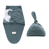 Newborn Swaddle Wrap +Hat Cotton Baby Receiving Blanket Bedding Cartoon Cute Infant Sleeping Bag For 0-6 Months
