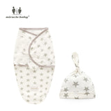 Newborn Swaddle Wrap +Hat Cotton Baby Receiving Blanket Bedding Cartoon Cute Infant Sleeping Bag For 0-6 Months