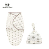 Newborn Swaddle Wrap +Hat Cotton Baby Receiving Blanket Bedding Cartoon Cute Infant Sleeping Bag For 0-6 Months