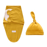 Newborn Swaddle Wrap +Hat Cotton Baby Receiving Blanket Bedding Cartoon Cute Infant Sleeping Bag For 0-6 Months