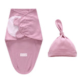 Newborn Swaddle Wrap +Hat Cotton Baby Receiving Blanket Bedding Cartoon Cute Infant Sleeping Bag For 0-6 Months