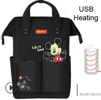 Disney Diaper Bag Backpack For Moms Baby Bag Maternity For Baby Care Nappy Bag Travel Stroller USB Heating Send Free 1Piar Hooks