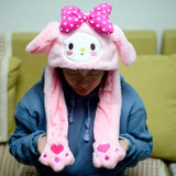 Girls Animals Ear Moving Jumping Hats Children Women Warm Plush Rabbit Winter Caps Kids Cute Bunny Fuzzy Pinch Airbag Funny Hats