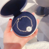 Luxury Fashion Cubic Zirconia Natural Shell Stone Charm Bracelet for Woman Exquisite Gold Chain Cuff Bracelet Girl Jewelry Gift