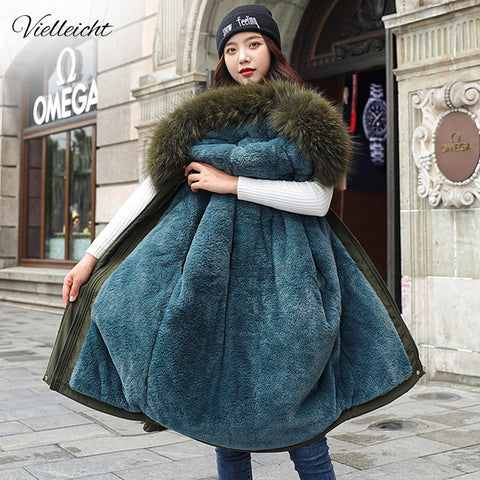 Vielleicht 2020 New Cotton Thicken Warm Winter Jacket Coat Women Casual Parka Winter Clothes Fur Lining Hooded Parka Mujer Coats