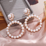 Trend Simulation Pearl Long Earrings Female White Round Pearl Wedding Pendant Earrings Fashion Korean Jewelry Earrings
