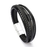 Wholesale Price Classic Genuine Leather Bracelet For Men Hand Charm Jewelry Multilayer male bracelet Handmade Gift For Cool Boys