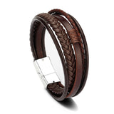 Wholesale Price Classic Genuine Leather Bracelet For Men Hand Charm Jewelry Multilayer male bracelet Handmade Gift For Cool Boys