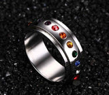 GTQ  Mens Womens Rainbow Colorful LGBT Ring Stainless Steel Wedding Band Lebian & Gay Rings Drop Shipping