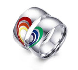 GTQ  Mens Womens Rainbow Colorful LGBT Ring Stainless Steel Wedding Band Lebian & Gay Rings Drop Shipping