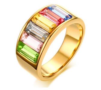 GTQ  Mens Womens Rainbow Colorful LGBT Ring Stainless Steel Wedding Band Lebian & Gay Rings Drop Shipping
