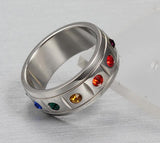 GTQ  Mens Womens Rainbow Colorful LGBT Ring Stainless Steel Wedding Band Lebian & Gay Rings Drop Shipping