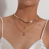 Vintage Bohemia Gold Coin letter Layered Chain Necklace For Women Shell Pearl Moon Long Choker Collar Pendant butterfly Necklace