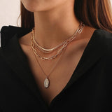 Vintage Bohemia Gold Coin letter Layered Chain Necklace For Women Shell Pearl Moon Long Choker Collar Pendant butterfly Necklace